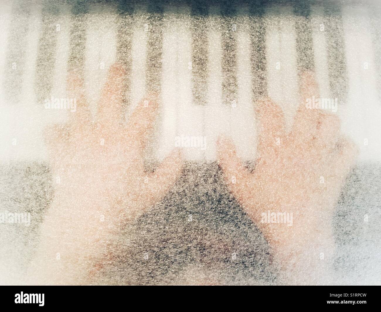 Piano keys, playing and practicing. - Smartphone Captured Stock Image