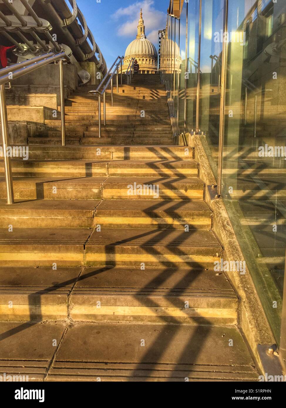 St Paul's Cathedral seen from the bank of the river Thames by Millennium Bridge in London. Photographer taken on November 3 2017 - Smartphone Captured Stock Image