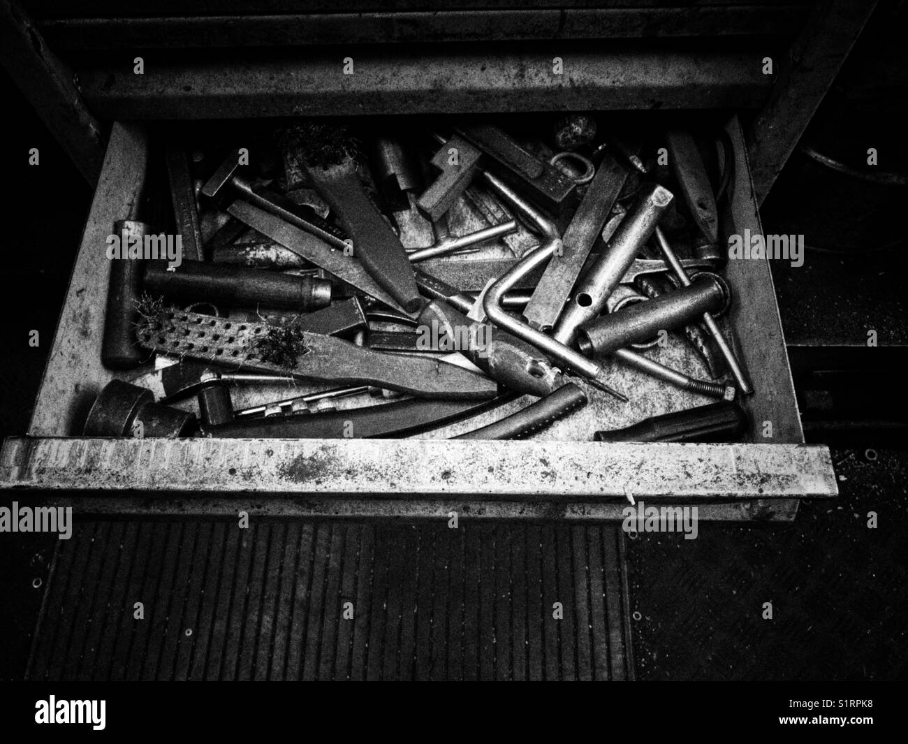 Drawer with tools Stock Photo