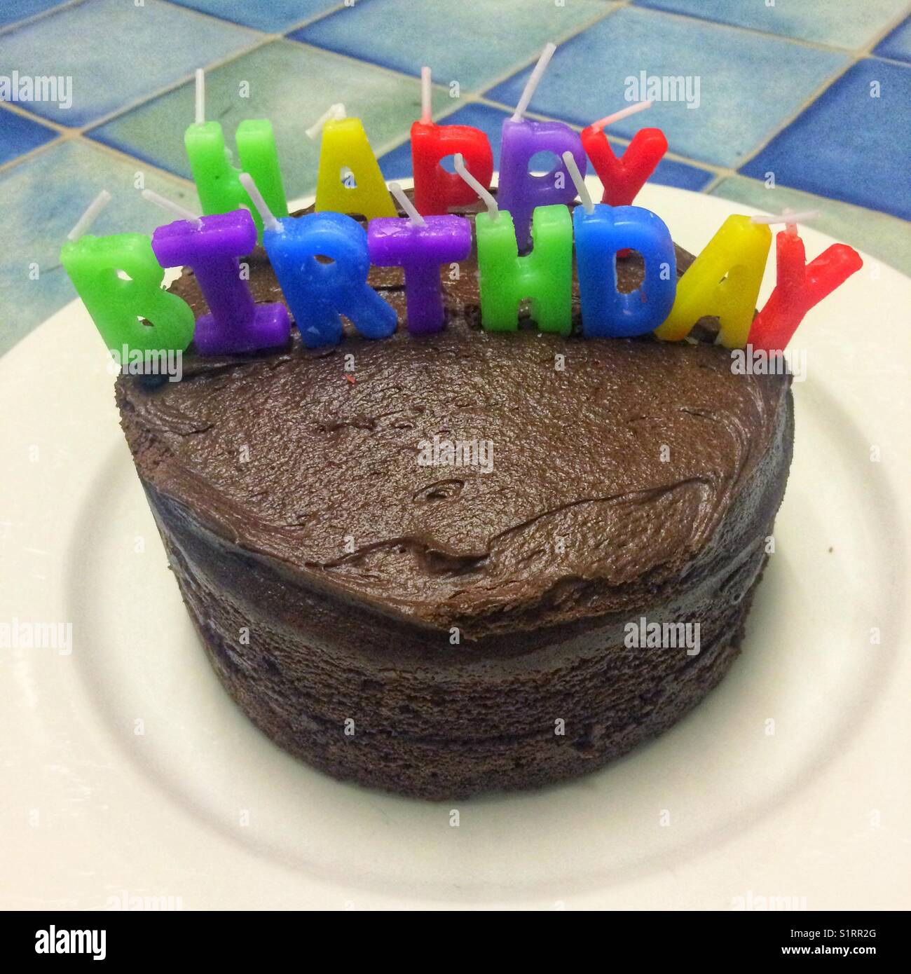 Small chocolate birthday cake - Smartphone Captured Stock Image
