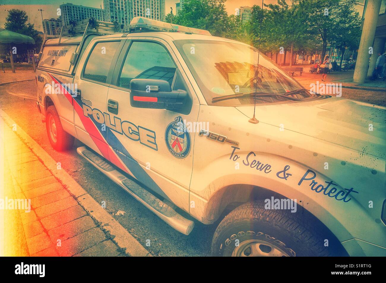 Police Marine Unit vehicle, Toronto, Ontario, Canada - Smartphone Captured Stock Image