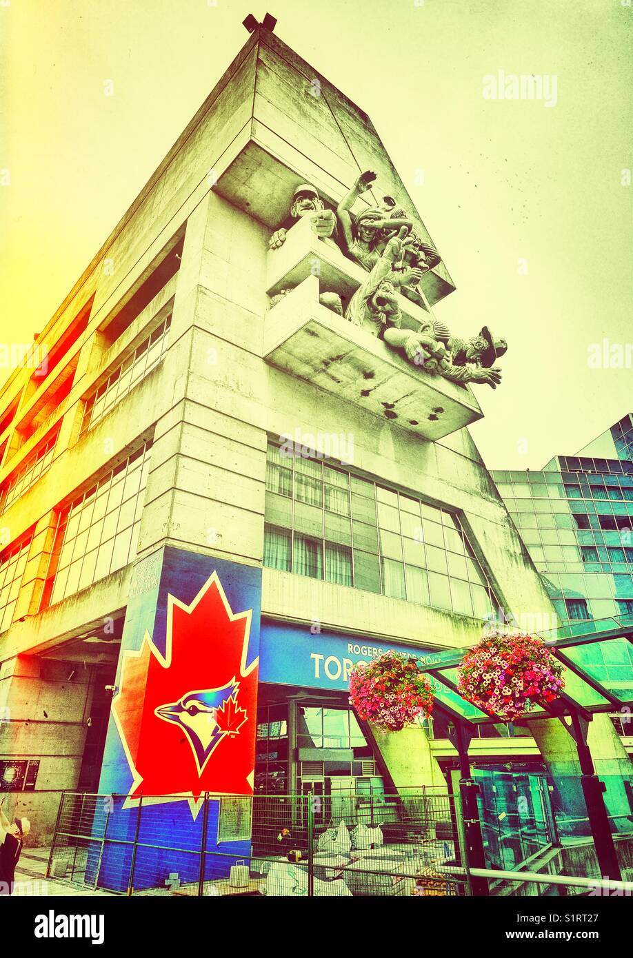 The Audience (1989) fibreglass sculpture by Michael Snow, Rogers Centre, Toronto, Ontario, Canada. Multi purpose stadium home to baseball team the Toronto Blue Jays - Smartphone Captured Stock Image