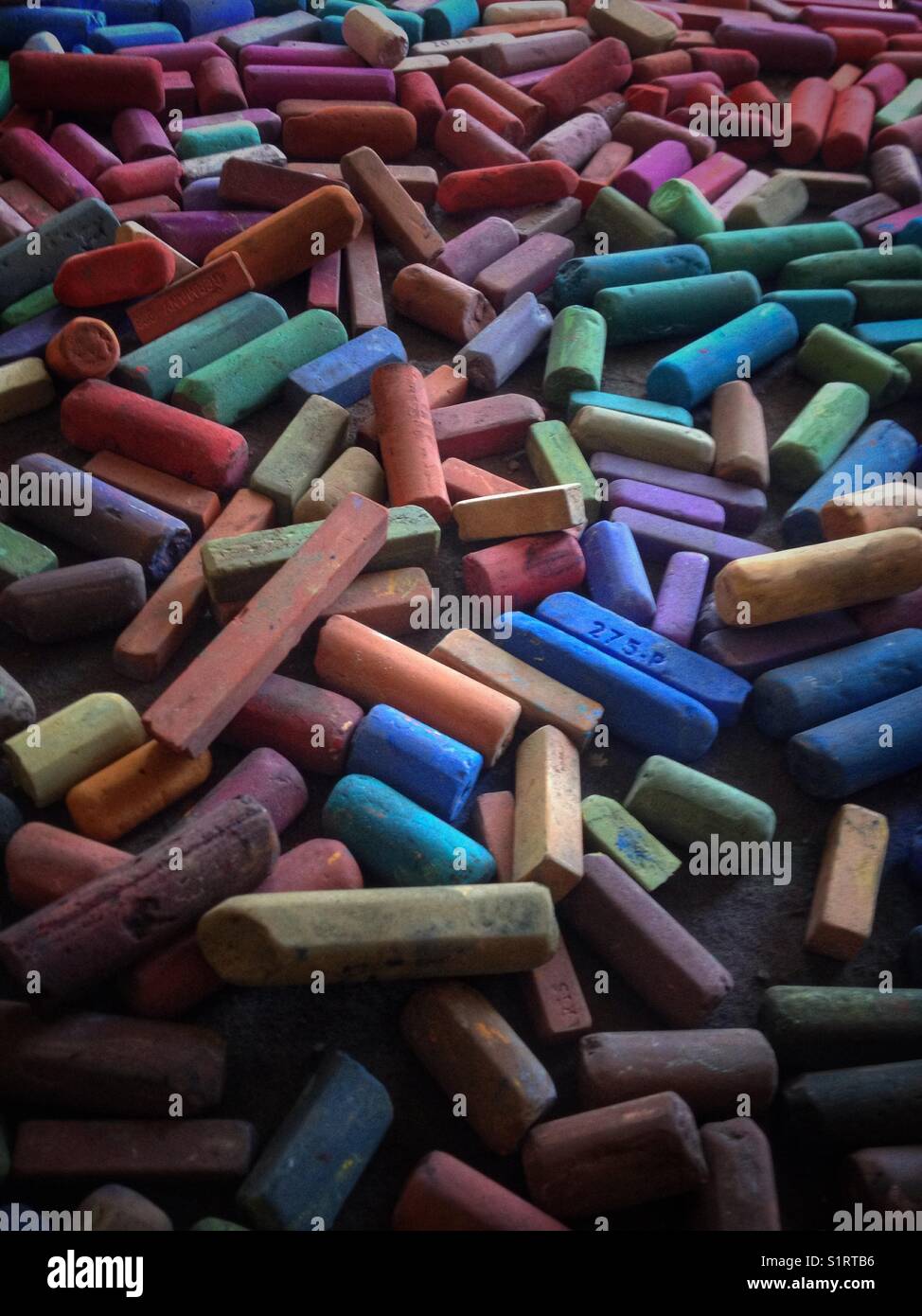 Pastel still life in artist's studio in Oakland, California. - Smartphone Captured Stock Image