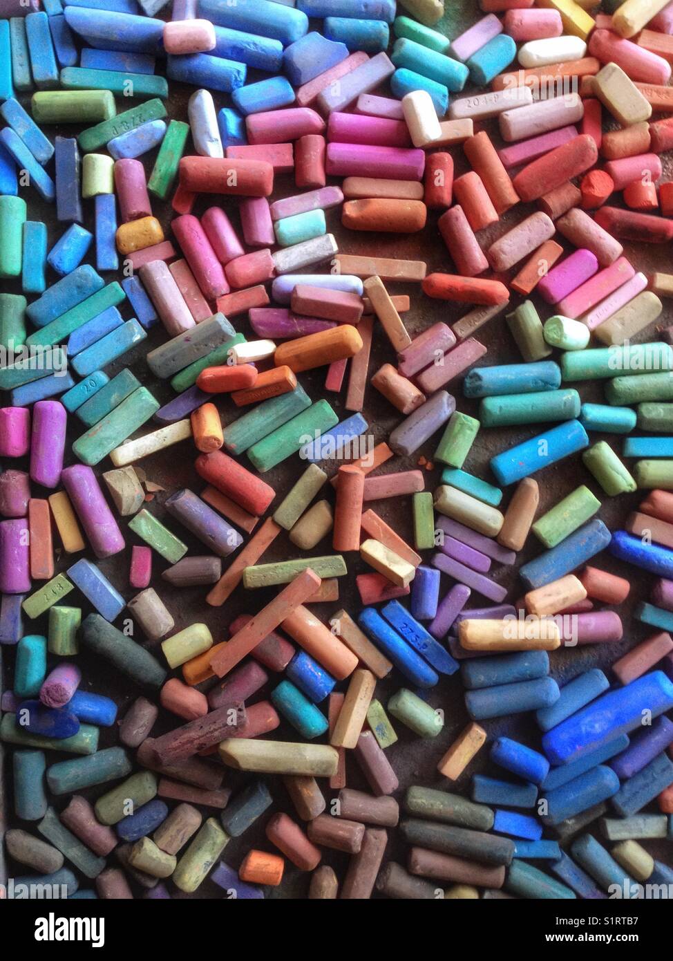 Pastel still life in artist's studio in Oakland, California. - Smartphone Captured Stock Image