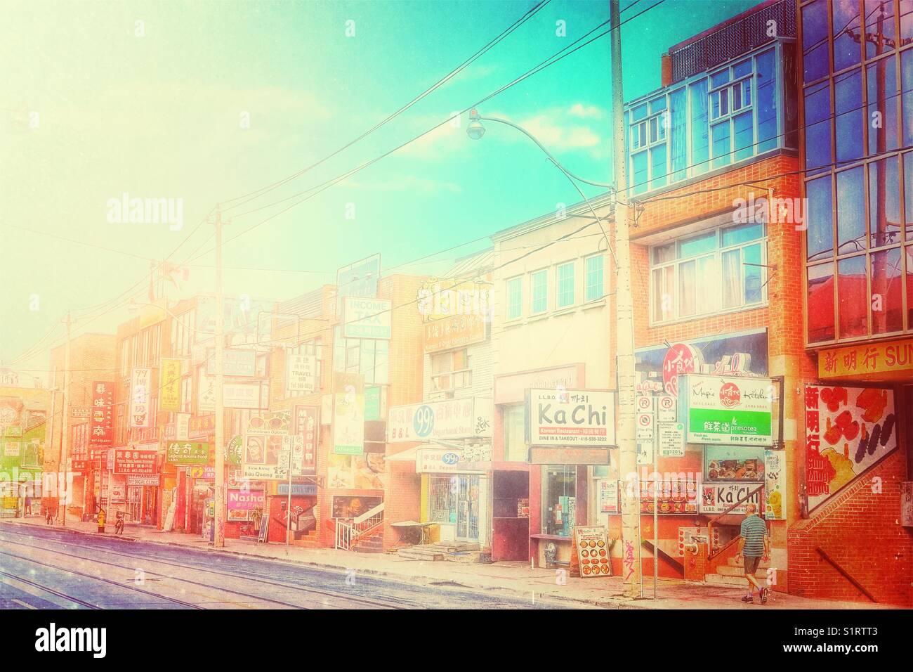 Street in Chinatown, Toronto, Ontario, Canada - Smartphone Captured Stock Image