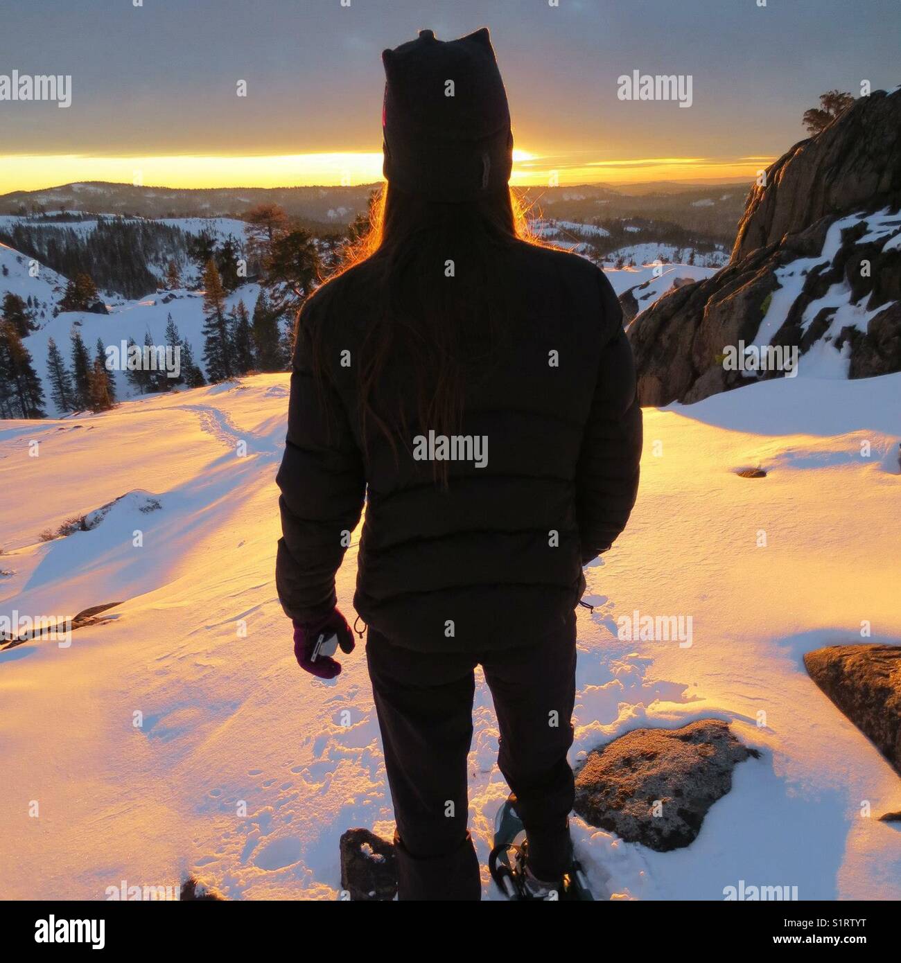 Snowshoeing Tahoe Stock Photo