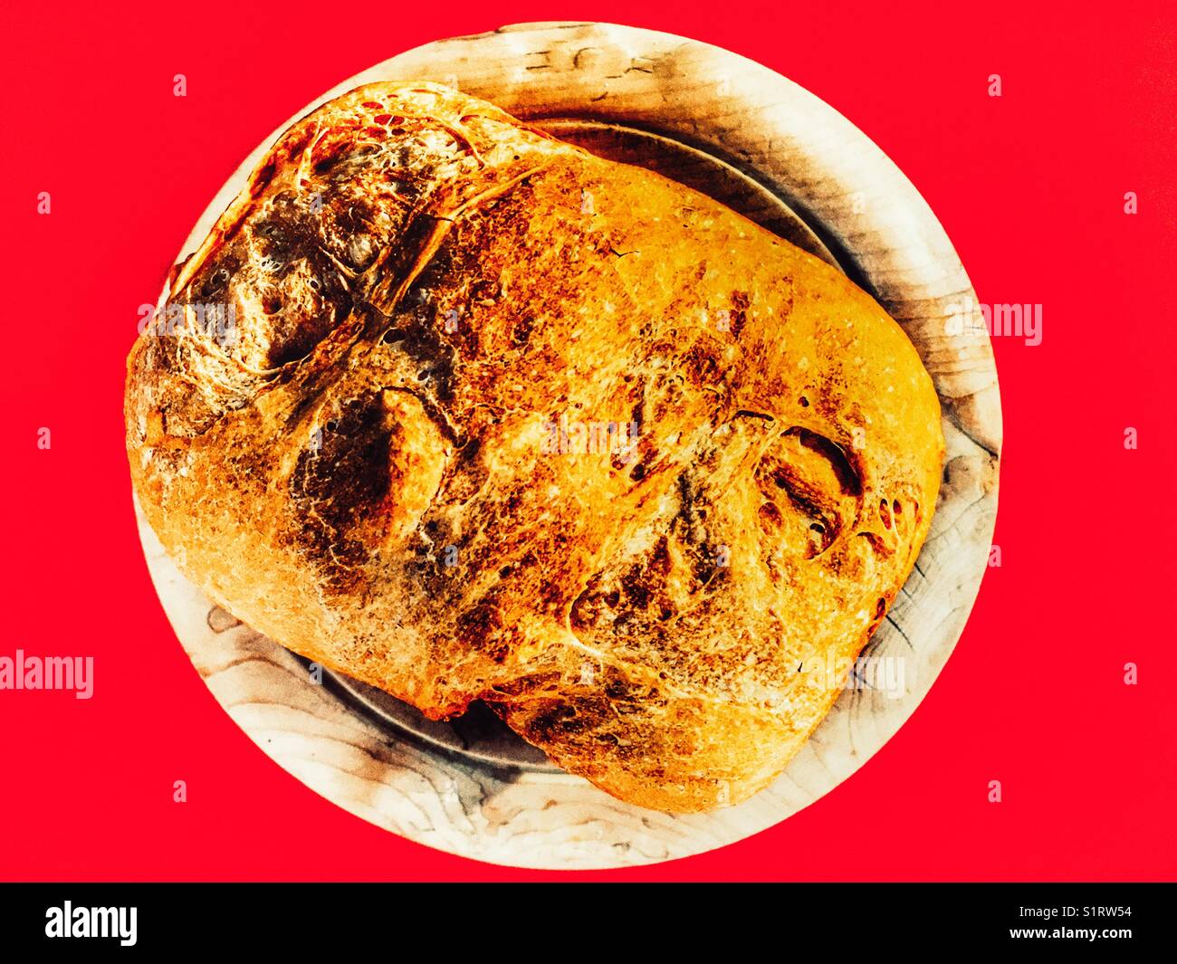 Loaf of bread made in a bread machine - Smartphone Captured Stock Image
