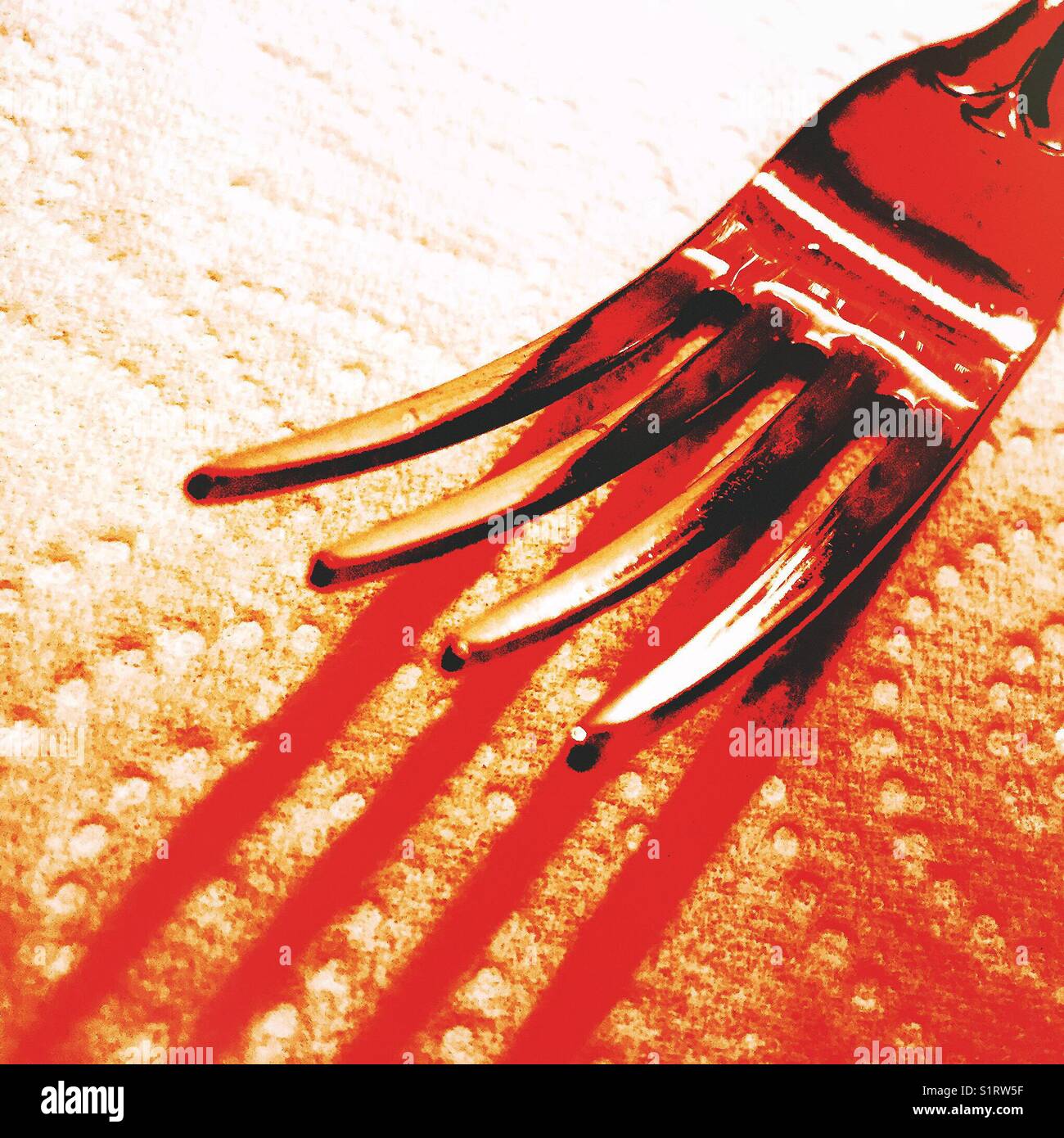 Red fork close up - Smartphone Captured Stock Image