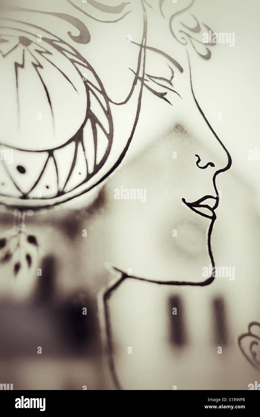 Face in a mirror - Smartphone Captured Stock Image