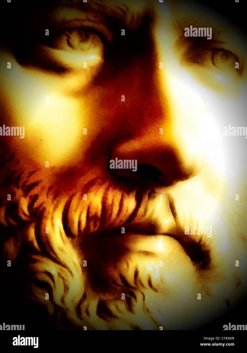 Facial features of a marble statue - bearded male - Smartphone Captured Stock Image