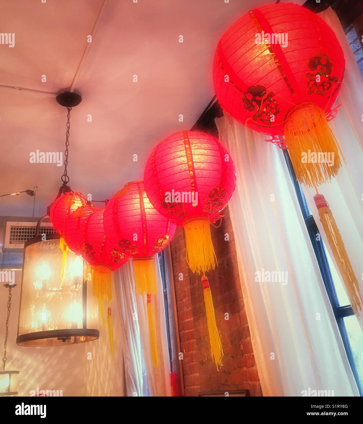 Chinese paper lateens, Chinatown, NYC,USA - Smartphone Captured Stock Image