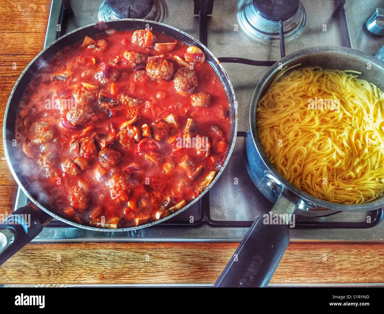 Meatballs and spaghetti - Smartphone Captured Stock Image