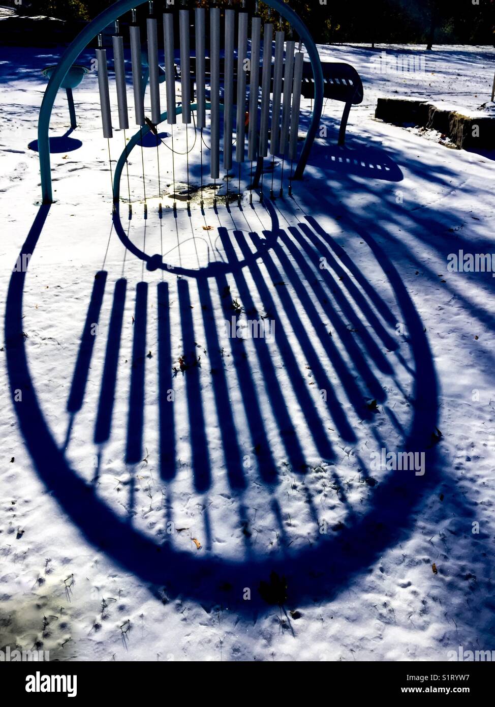 Kids music corner in snow - Smartphone Captured Stock Image