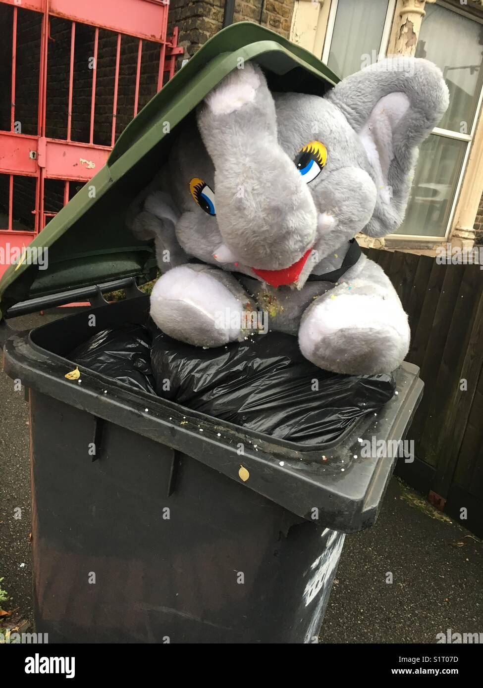 Stuffed toy in a bin Stock Photo Alamy