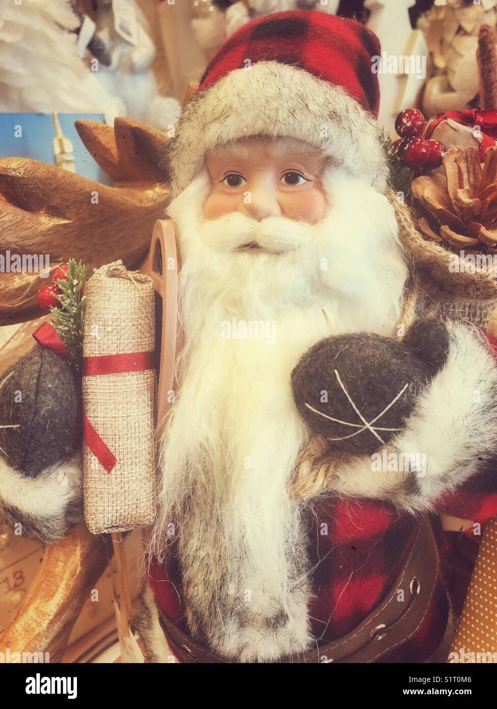 Vintage retro decorative Santa Claus Christmas decoration - Smartphone Captured Stock Image