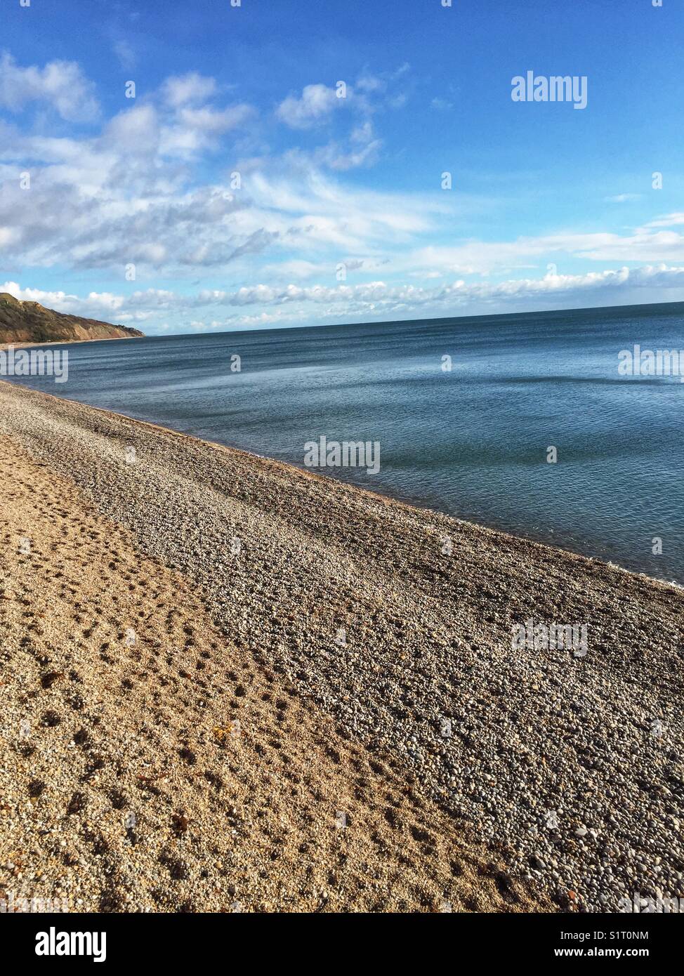 Seaton beach in Devon, England on November 12 2017 - Smartphone Captured Stock Image