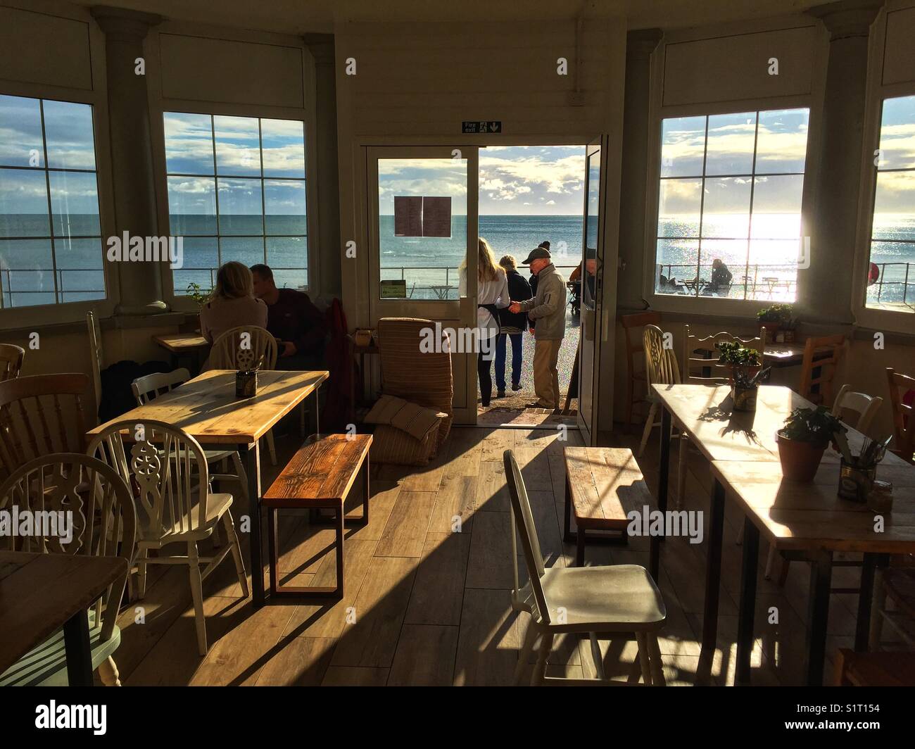 Hideaway cafe on Seaton seafront in Devon, England on November 12 2017 - Smartphone Captured Stock Image