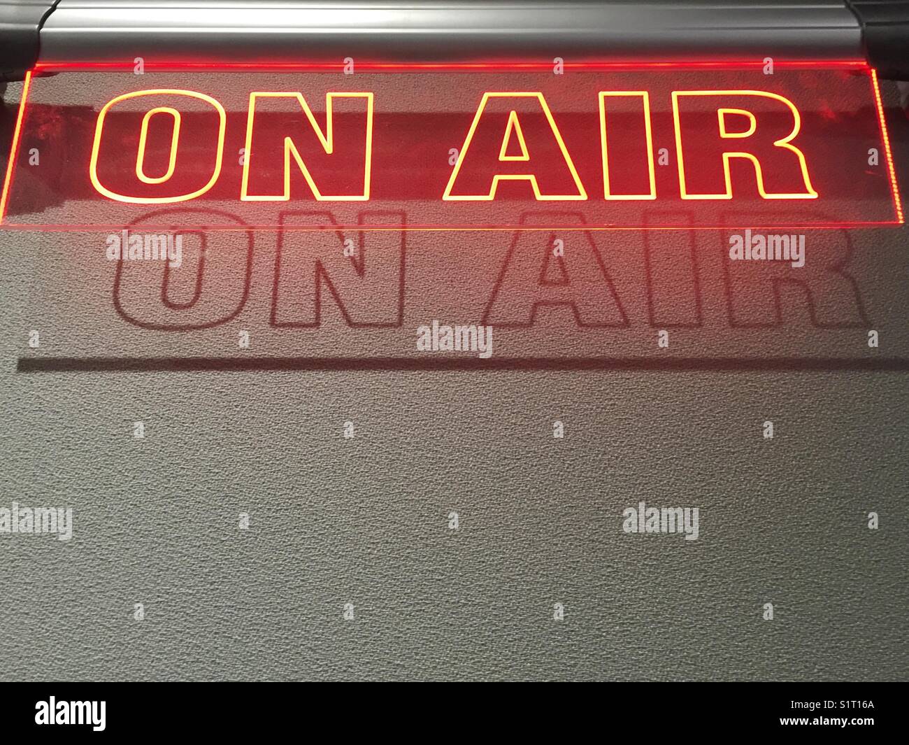 On Air sign outside radio studio Stock Photo Alamy