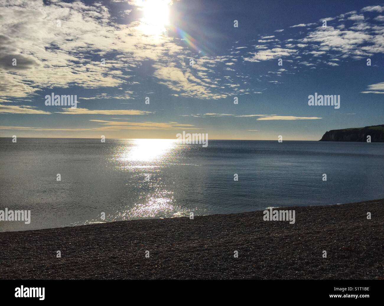 Seaton beach in Devon, England on November 13 2017 - Smartphone Captured Stock Image