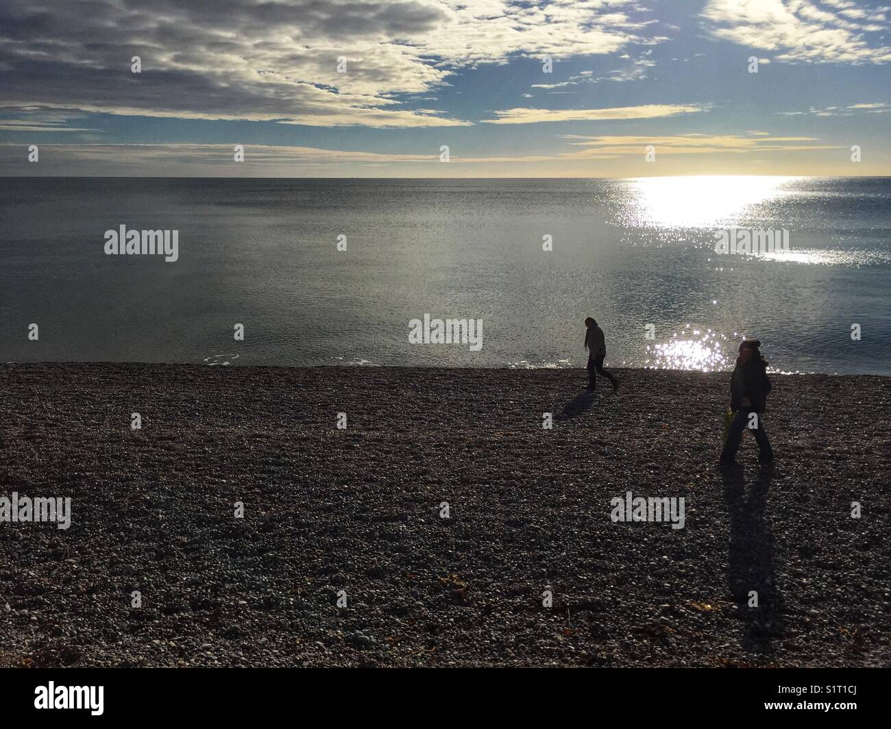 Seaton beach in Devon, England on November 13 2017 - Smartphone Captured Stock Image