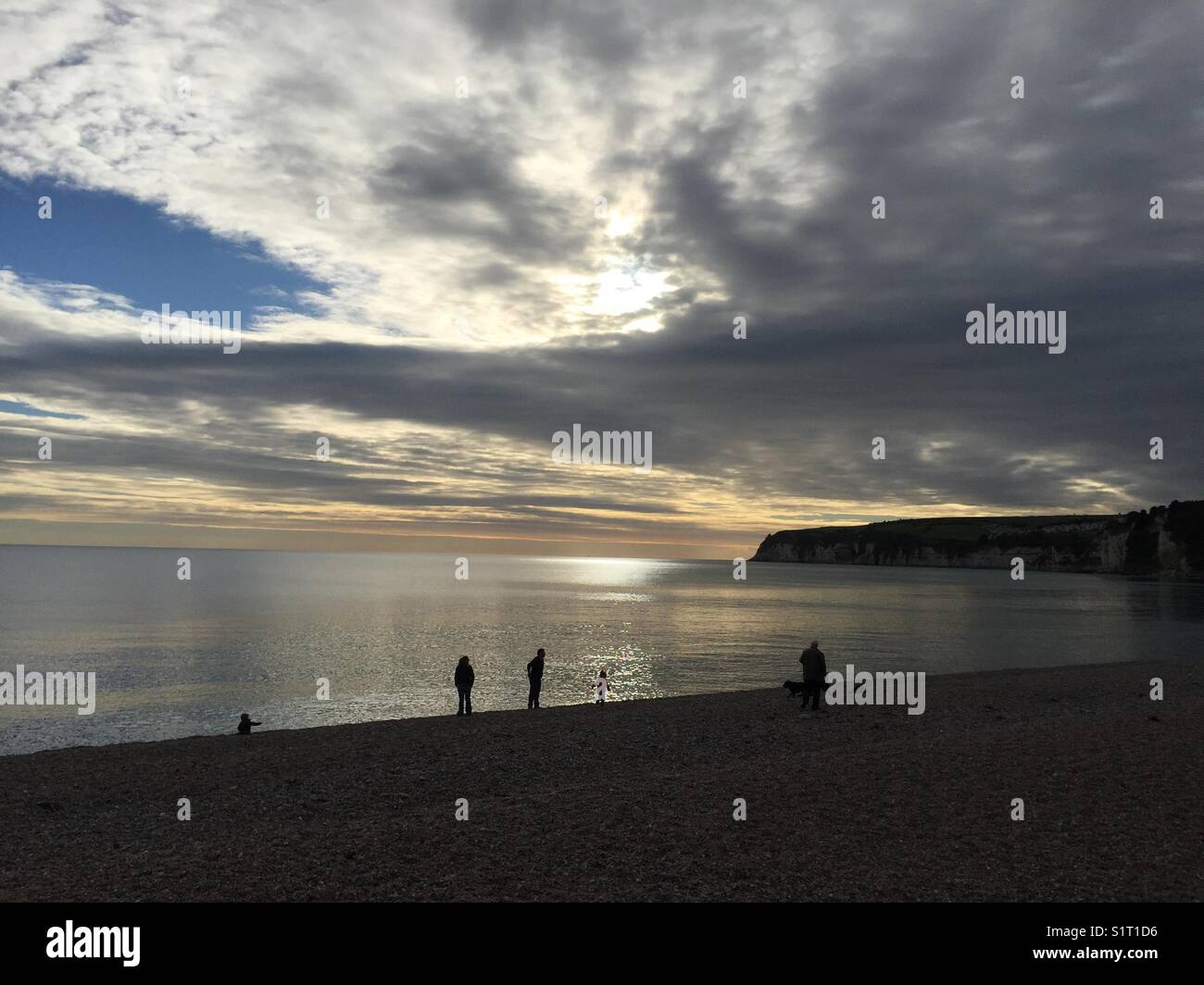 Seaton beach in Devon, England on November 13 2017 - Smartphone Captured Stock Image