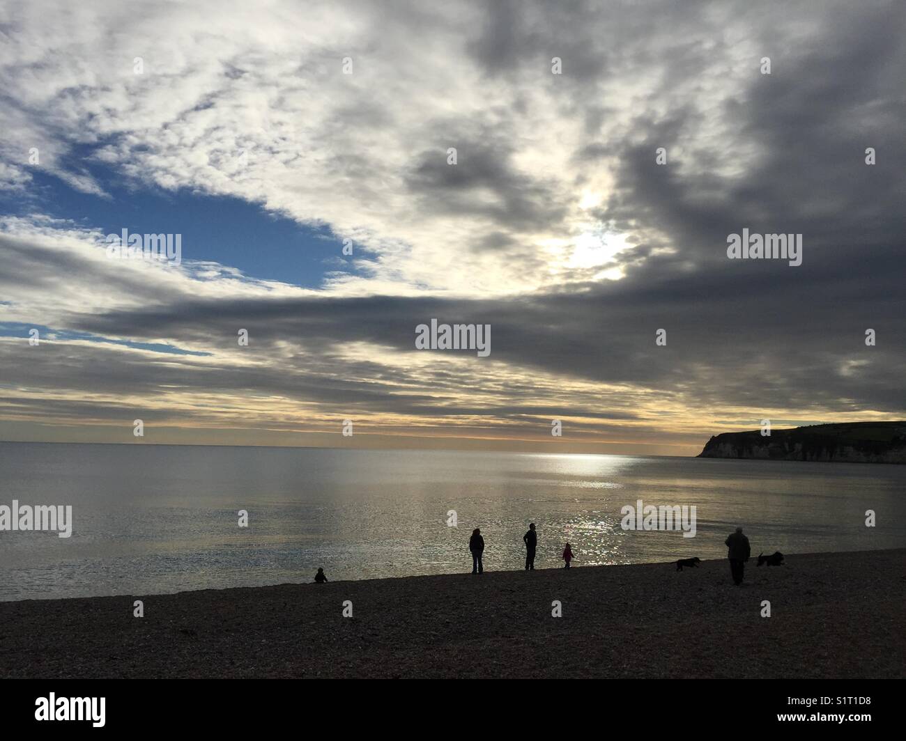 Seaton beach in Devon, England on November 13 2017 - Smartphone Captured Stock Image