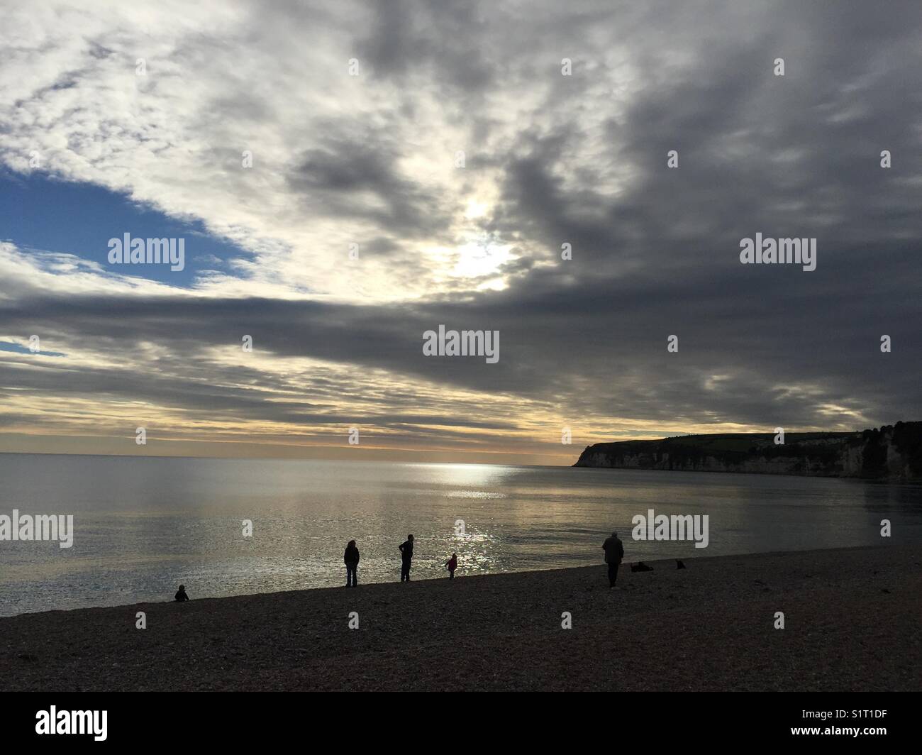 Seaton beach in Devon, England on November 13 2017 - Smartphone Captured Stock Image