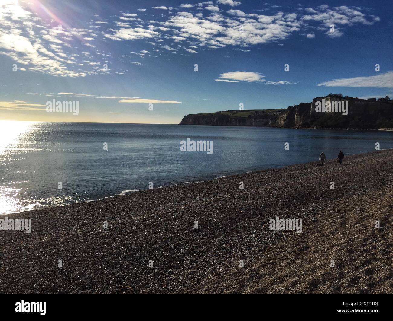 Seaton beach in Devon, England on November 13 2017 - Smartphone Captured Stock Image