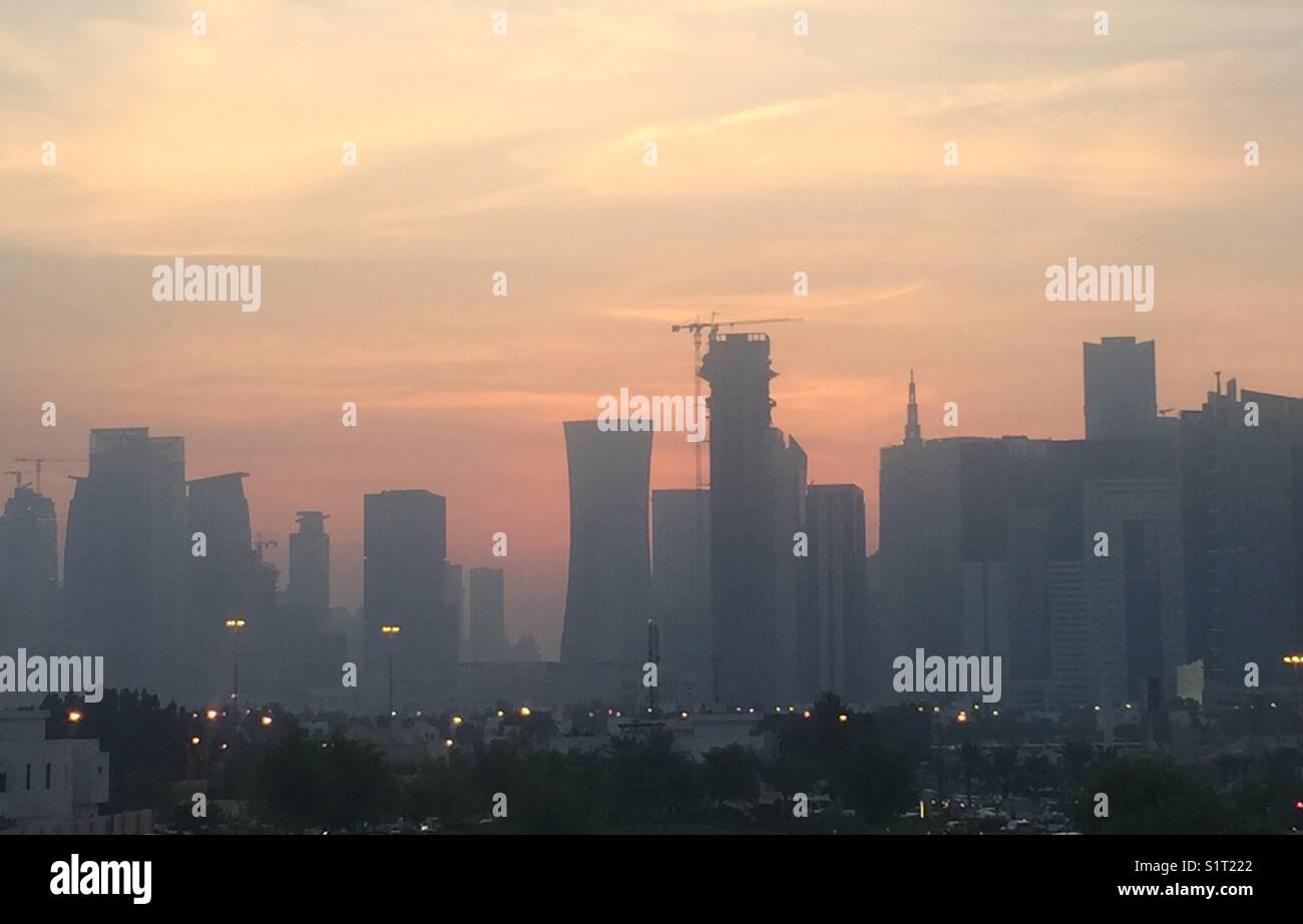 Sunrise in State of Qatar the corniche view Stock Photo