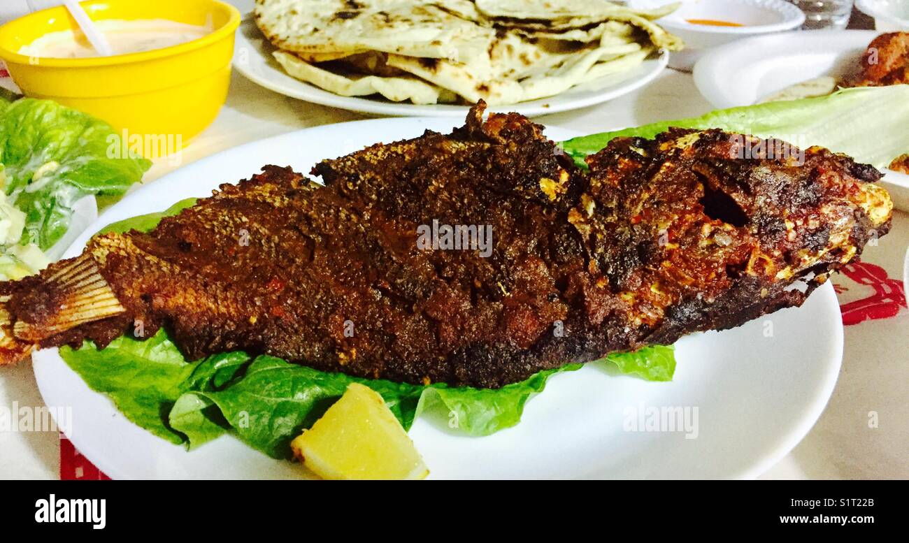 Spicy barbecue fish BBQ served by "CRISPY CHICKEN" in State of Qatar