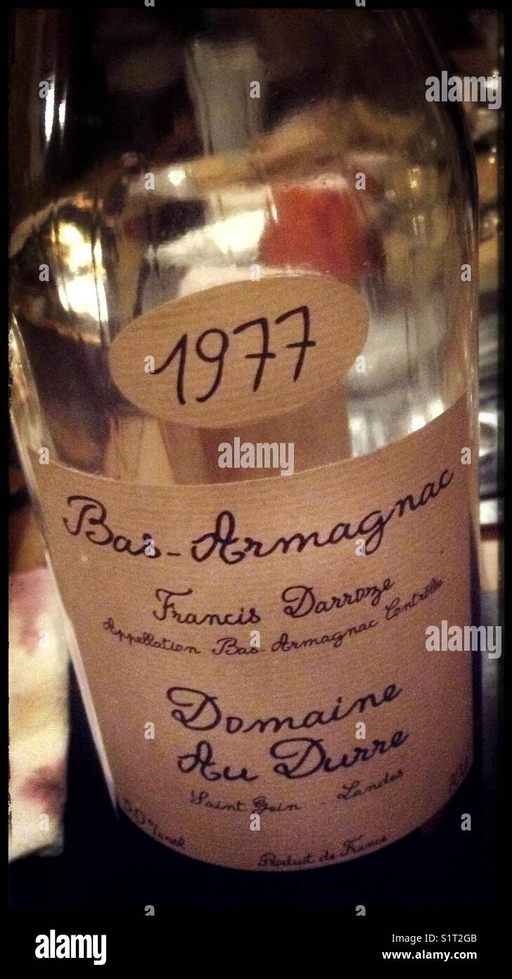 A bottle of 1977 Armagnac. - Smartphone Captured Stock Image
