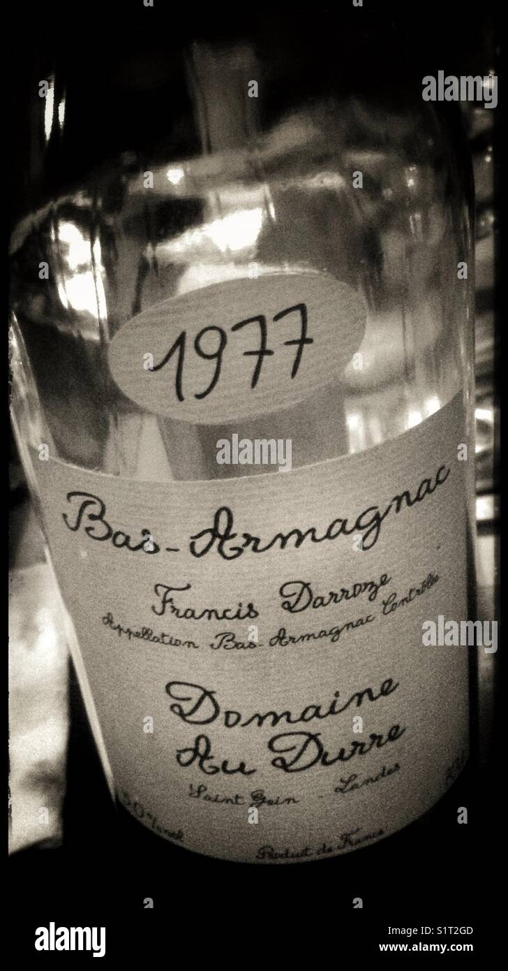 A bottle of 1977 Armagnac. - Smartphone Captured Stock Image