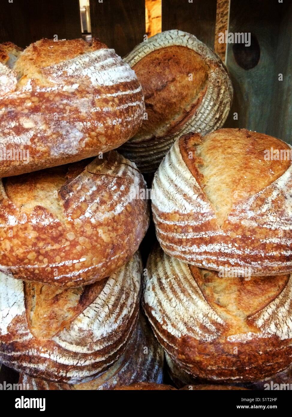 Pile of sourdough loaves - Smartphone Captured Stock Image