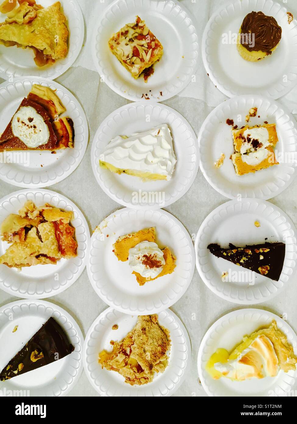 Table of delicious desserts and pies Stock Photo