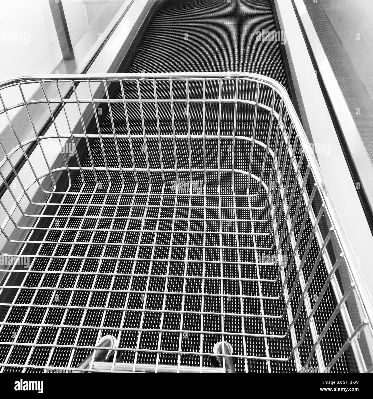Shopping trolley escalator Black and White Stock Photos & Images Alamy