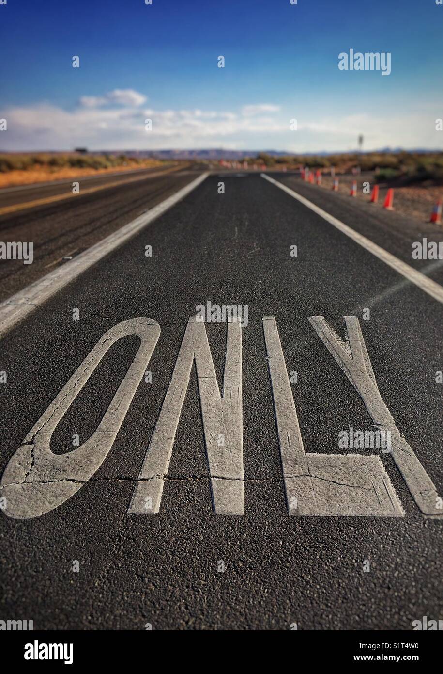 Only sign on asphalt - Smartphone Captured Stock Image