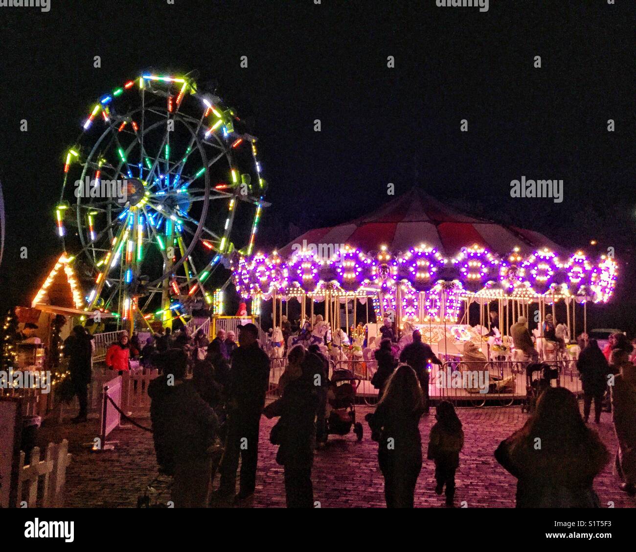 Bright lights at the midway, Toronto’s Christmas Market at The Distillery. - Smartphone Captured Stock Image