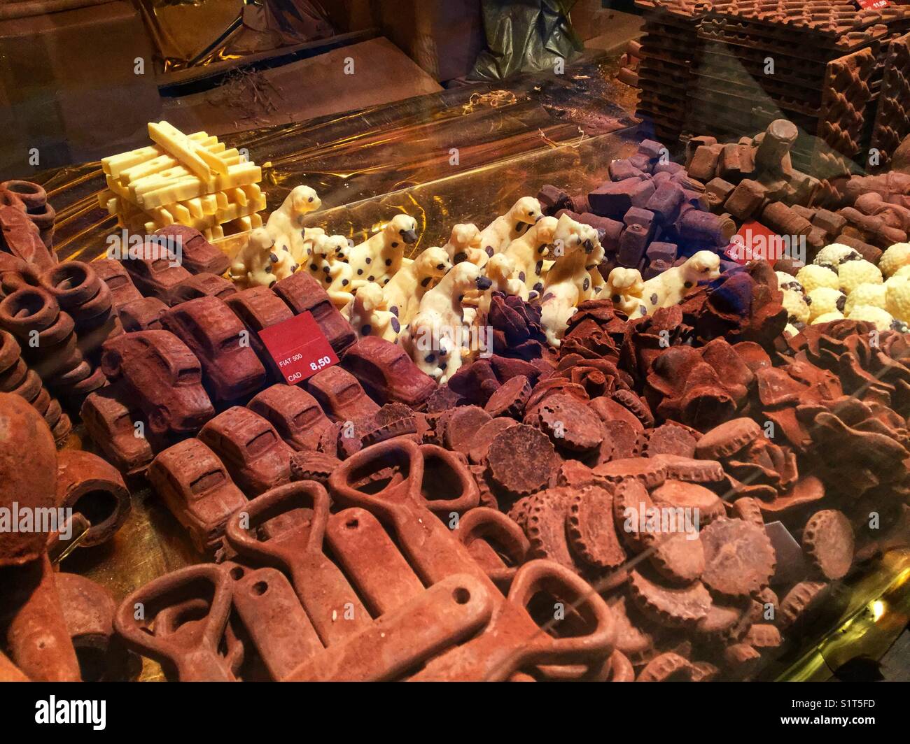 A chocolatier’s display of out-of-the-ordinary shaped chocolates. - Smartphone Captured Stock Image