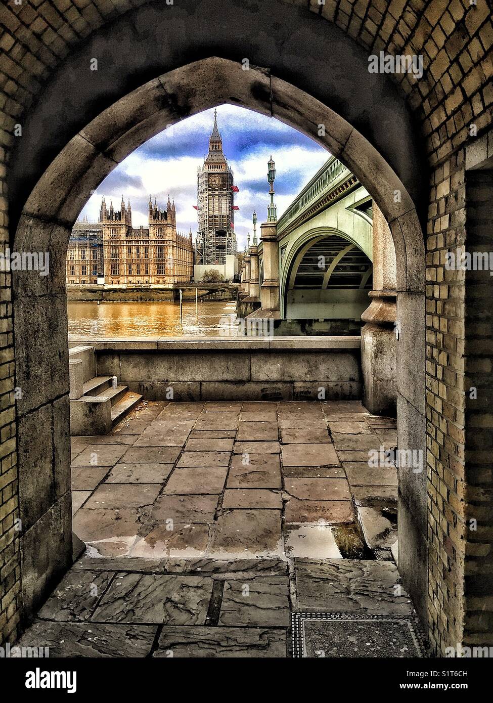 BigBen and Westminster Bridge. - Smartphone Captured Stock Image
