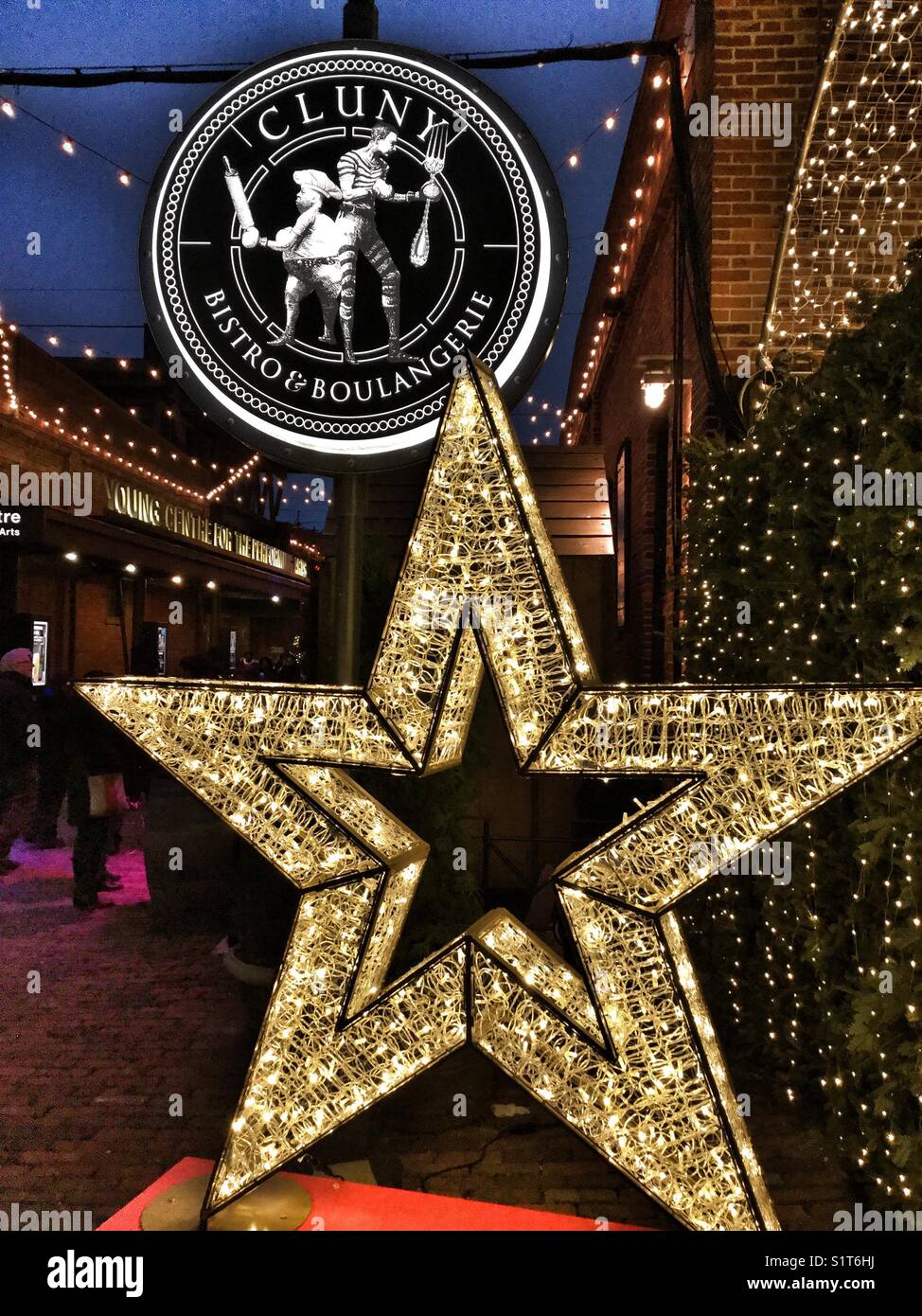 Bright lights at Toronto’s annual Christmas Market. - Smartphone Captured Stock Image