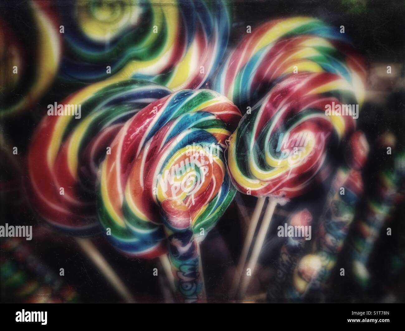 Colorful lollipops in candy store window - Smartphone Captured Stock Image