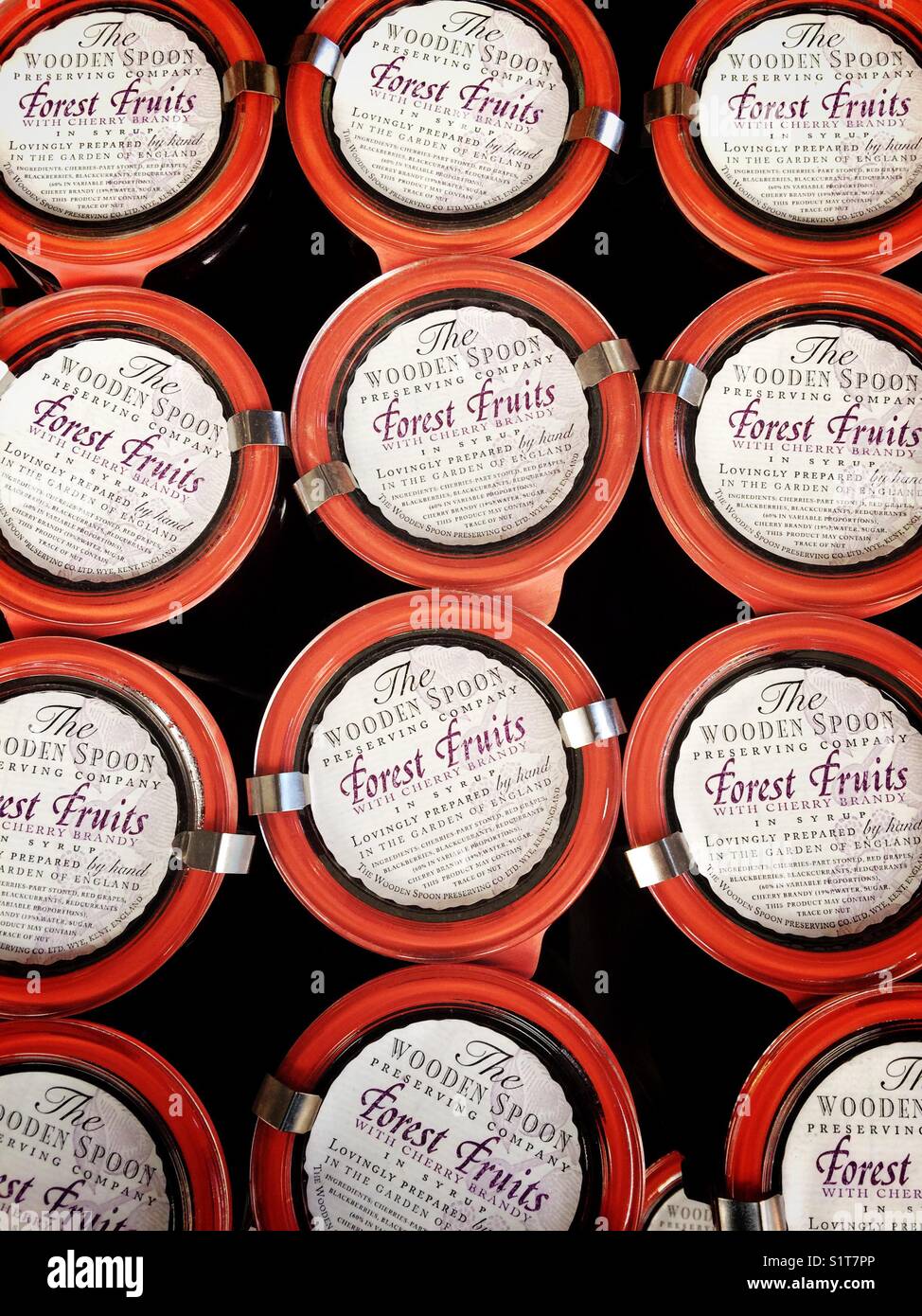Forest fruits preserved in glass jars - Smartphone Captured Stock Image