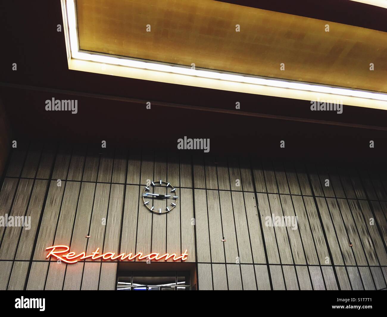 Restaurant sign in the entry hall of Tempelhof Airport, Berlin, Germany Stock Photo