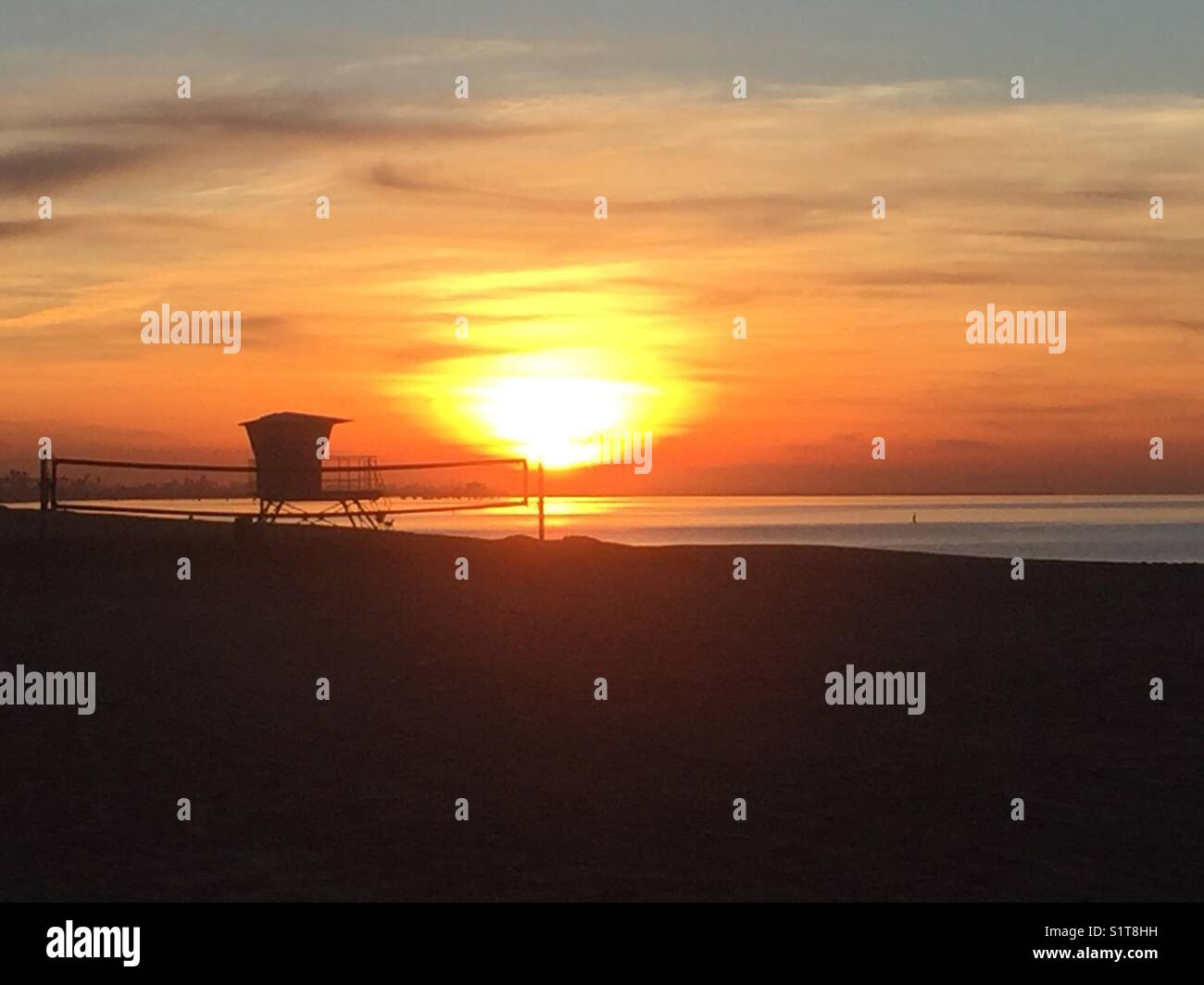 Sunrise at Longbeach Beach, Los Angeles, California Stock Photo