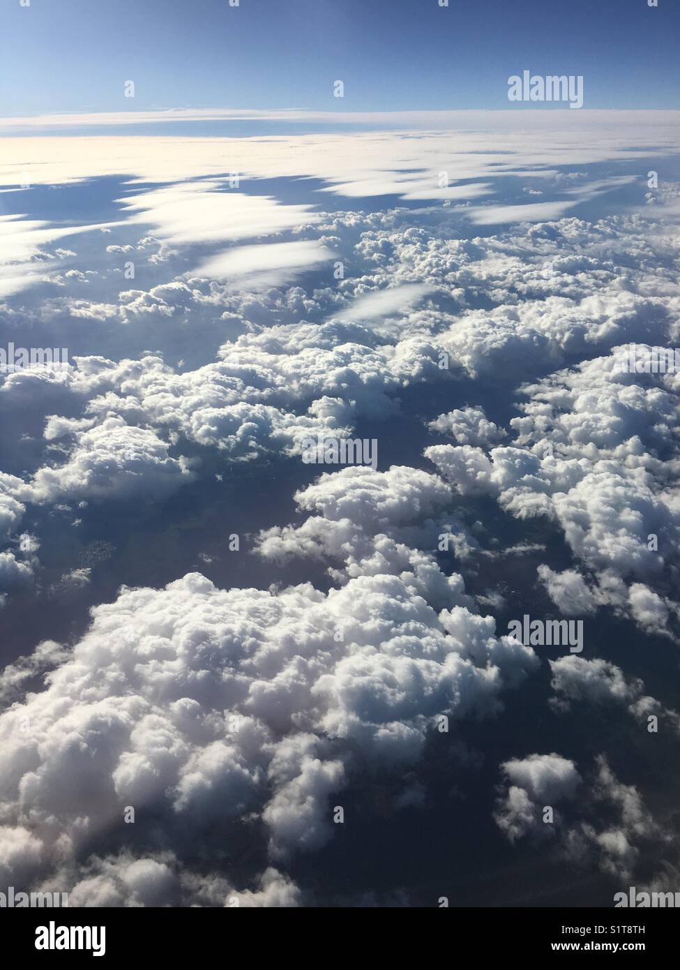 Clouds over Europe from 35000 feet Stock Photo