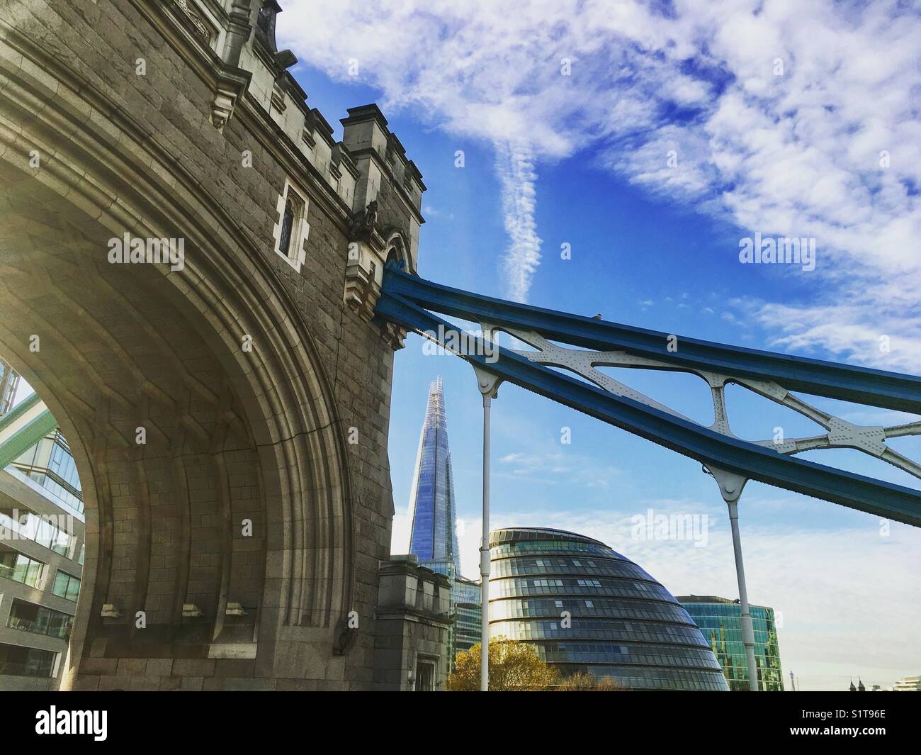 London skyline from Tower Bridge. - Smartphone Captured Stock Image