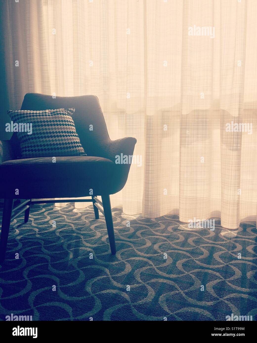 Chair in a room with curtain - Smartphone Captured Stock Image Chair in a room with curtain - Smartphone Captured Stock Image