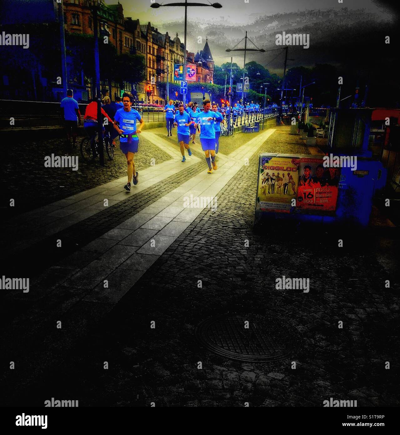 Runners in Stockholm Urban trail 2017, Stockholm, Sweden, Scandinavia - Smartphone Captured Stock Image