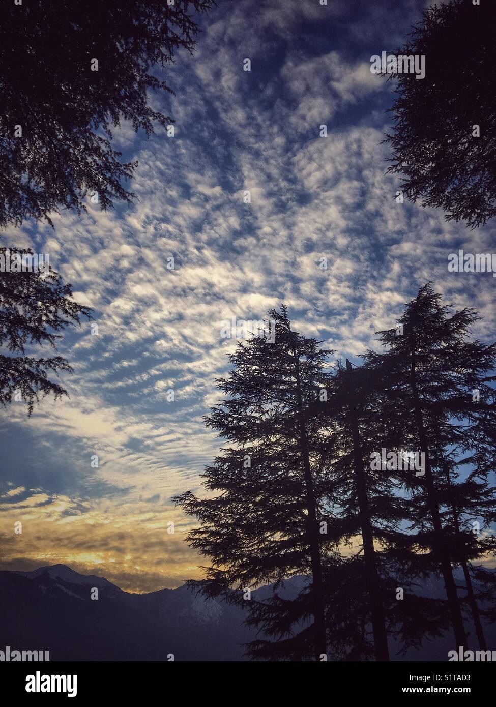 Sunset view of sky in Manali. - Smartphone Captured Stock Image