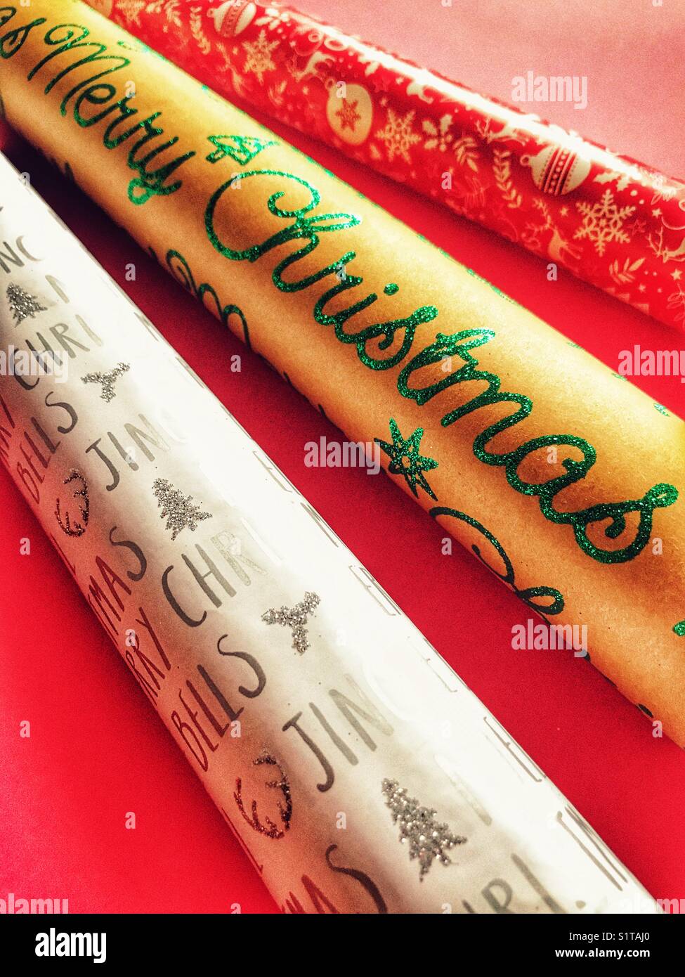 Christmas wrapping paper - Smartphone Captured Stock Image